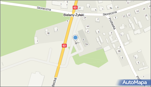 Bielany-Żyłaki, Siedlecka, 3B, mapa Bielany-Żyłaki