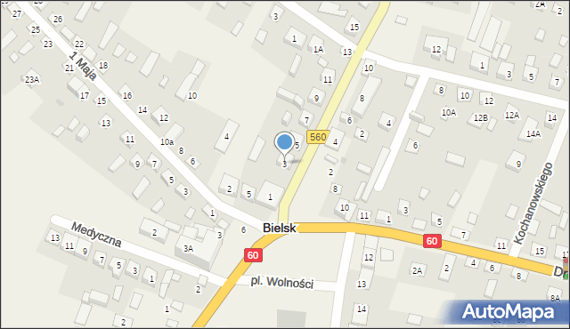 Bielsk, Sierpecka, 3, mapa Bielsk