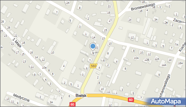 Bielsk, Sierpecka, 9, mapa Bielsk