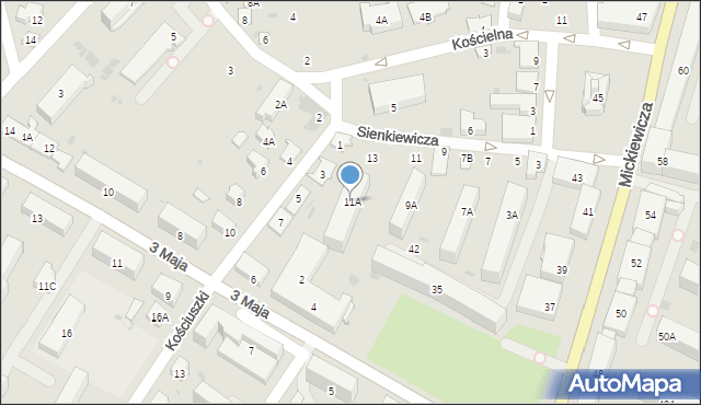 Bielsk Podlaski, Sienkiewicza Henryka, 11A, mapa Bielsk Podlaski