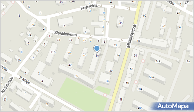 Bielsk Podlaski, Sienkiewicza Henryka, 3A, mapa Bielsk Podlaski