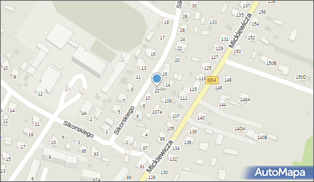 Bielsk Podlaski, Sikorskiego Władysława, gen., 12, mapa Bielsk Podlaski