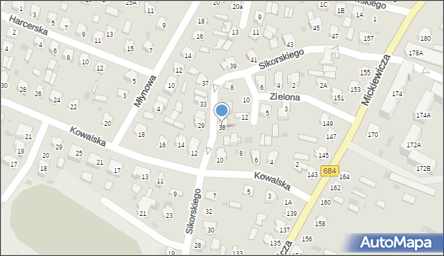 Bielsk Podlaski, Sikorskiego Władysława, gen., 38, mapa Bielsk Podlaski