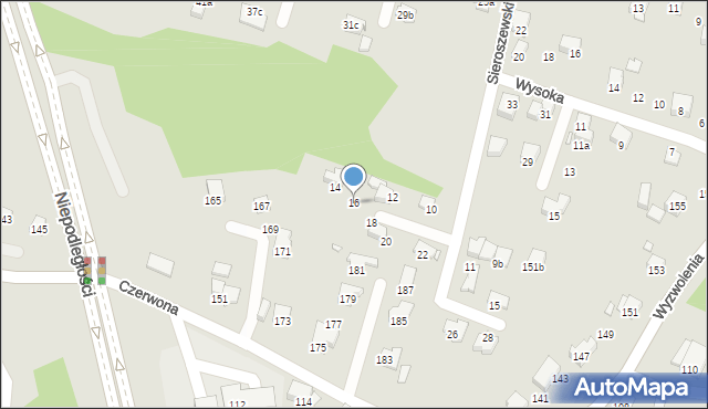 Bielsko-Biała, Sieroszewskiego Wacława, 16, mapa Bielsko-Białej