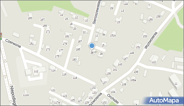 Bielsko-Biała, Sieroszewskiego Wacława, 26, mapa Bielsko-Białej