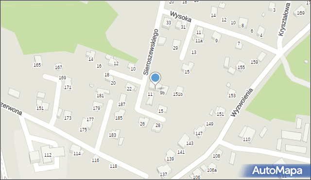 Bielsko-Biała, Sieroszewskiego Wacława, 9a, mapa Bielsko-Białej