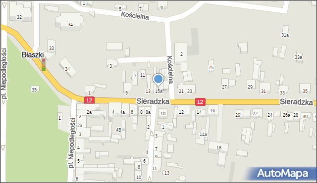 Błaszki, Sieradzka, 15a, mapa Błaszki
