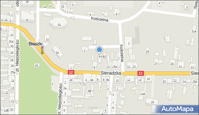 Błaszki, Sieradzka, 7, mapa Błaszki