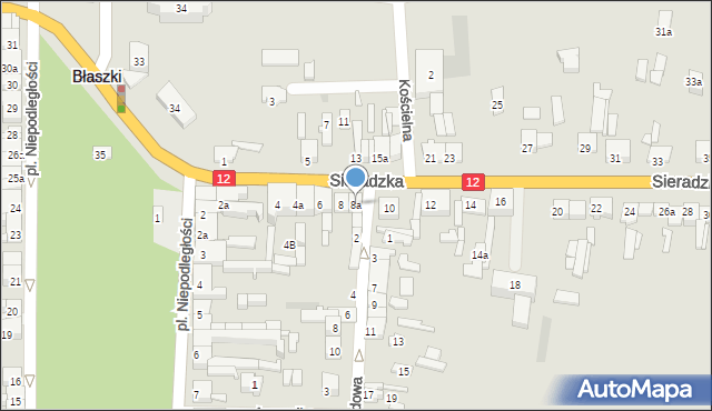 Błaszki, Sieradzka, 8a, mapa Błaszki
