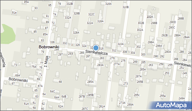 Bobrowniki, Sienkiewicza Henryka, 285, mapa Bobrowniki