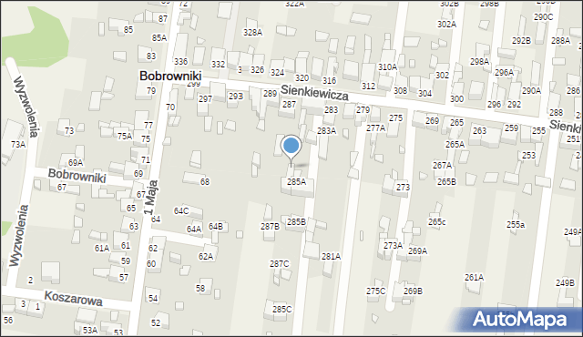 Bobrowniki, Sienkiewicza Henryka, 287A, mapa Bobrowniki