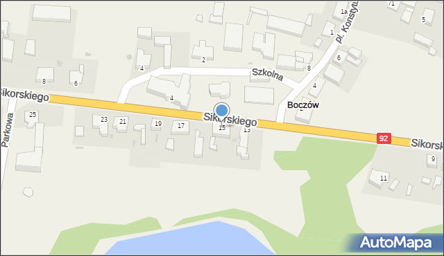 Boczów, Sikorskiego Władysława, gen., 15, mapa Boczów