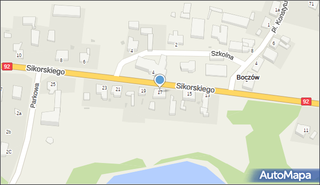 Boczów, Sikorskiego Władysława, gen., 17, mapa Boczów