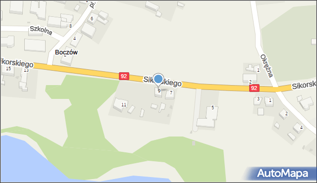 Boczów, Sikorskiego Władysława, gen., 9, mapa Boczów
