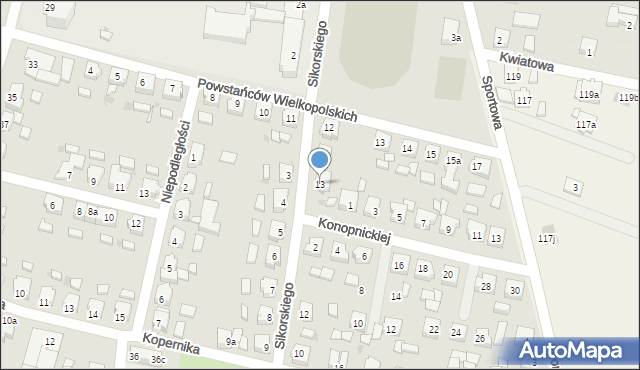 Bojanowo, Sikorskiego Władysława, gen., 13, mapa Bojanowo