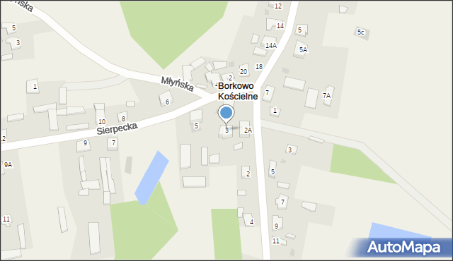 Borkowo Kościelne, Sierpecka, 3, mapa Borkowo Kościelne