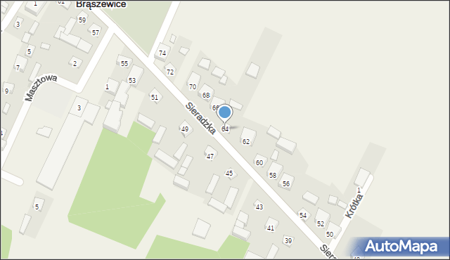 Brąszewice, Sieradzka, 64, mapa Brąszewice