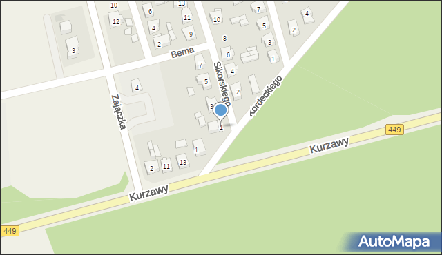 Brzeziny, Sikorskiego Władysława, gen., 1, mapa Brzeziny
