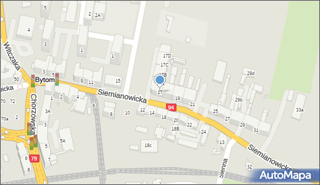 Bytom, Siemianowicka, 17, mapa Bytomia