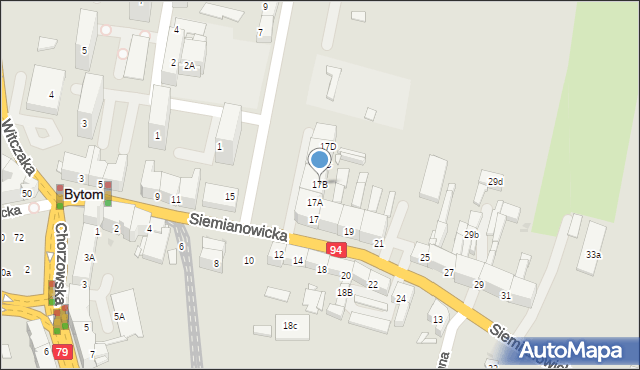 Bytom, Siemianowicka, 17B, mapa Bytomia