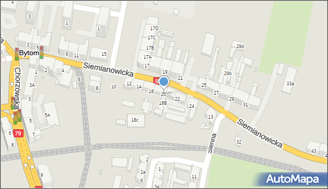 Bytom, Siemianowicka, 20, mapa Bytomia