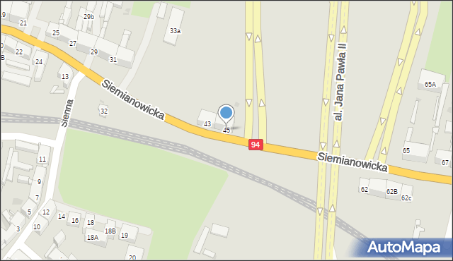 Bytom, Siemianowicka, 45, mapa Bytomia