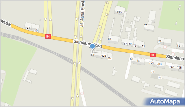 Bytom, Siemianowicka, 62A, mapa Bytomia