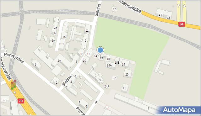 Bytom, Sienna, 17, mapa Bytomia