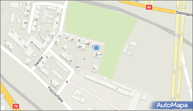 Bytom, Sienna, 20, mapa Bytomia