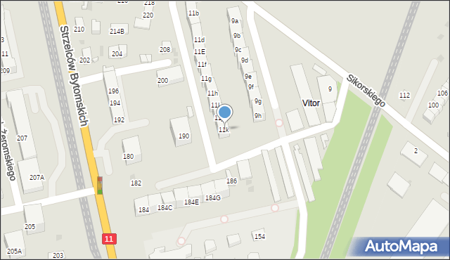 Bytom, Sikorskiego Władysława, gen., 11K, mapa Bytomia