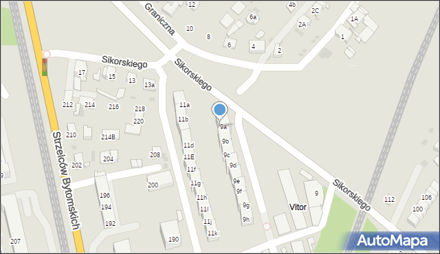 Bytom, Sikorskiego Władysława, gen., 9A, mapa Bytomia