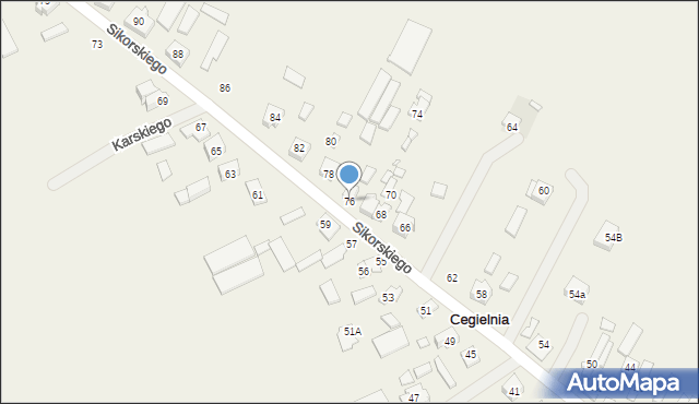 Cegielnia, Sikorskiego Władysława, gen., 76, mapa Cegielnia