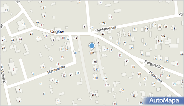 Cegłów, Sienkiewicza Henryka, 18a, mapa Cegłów