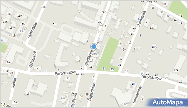 Chełm, Siedlecka, 15A, mapa Chełma