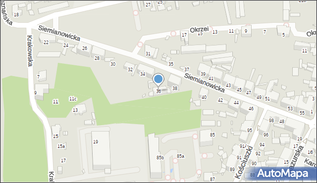 Chorzów, Siemianowicka, 36, mapa Chorzów