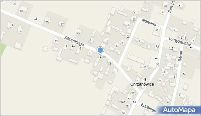 Chrzanowice, Sikorskiego Władysława, gen., 5, mapa Chrzanowice