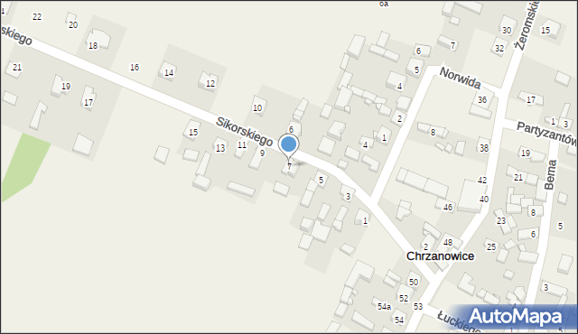 Chrzanowice, Sikorskiego Władysława, gen., 7, mapa Chrzanowice