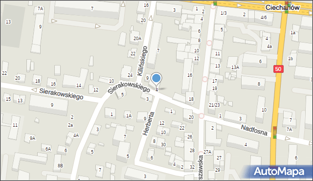 Ciechanów, Sierakowskiego Zygmunta, 4, mapa Ciechanów