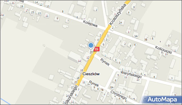 Cieszków, Sikorskiego Władysława, gen., 10, mapa Cieszków