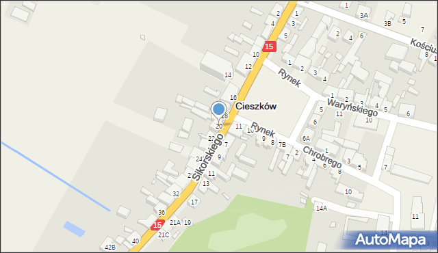 Cieszków, Sikorskiego Władysława, gen., 20, mapa Cieszków