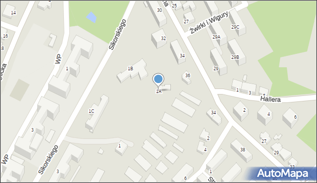 Cieszyn, Sikorskiego Władysława, gen., 1A, mapa Cieszyna