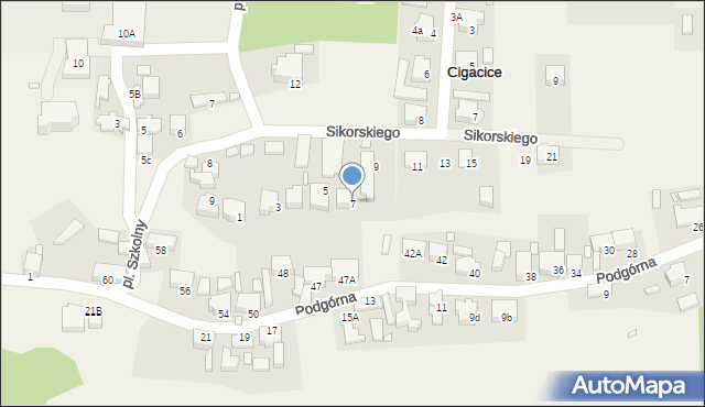 Cigacice, Sikorskiego Władysława, gen., 7, mapa Cigacice