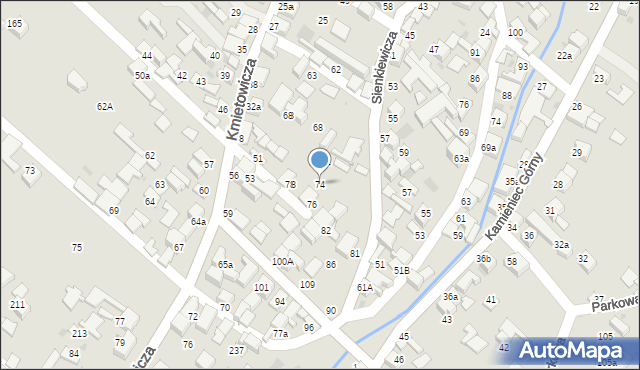 Czarny Dunajec, Sienkiewicza Henryka, 74, mapa Czarny Dunajec