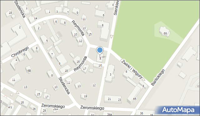 Czechowice-Dziedzice, Sienkiewicza Henryka, 1, mapa Czechowic-Dziedzic