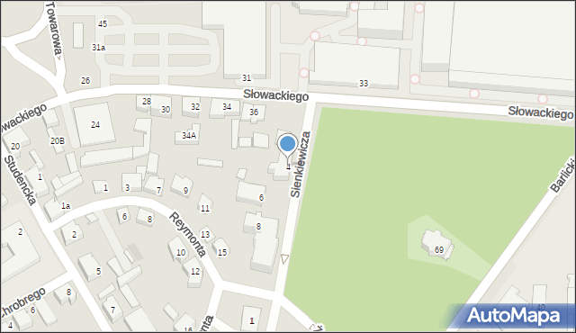 Czechowice-Dziedzice, Sienkiewicza Henryka, 4, mapa Czechowic-Dziedzic