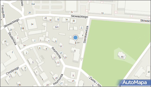 Czechowice-Dziedzice, Sienkiewicza Henryka, 6, mapa Czechowic-Dziedzic