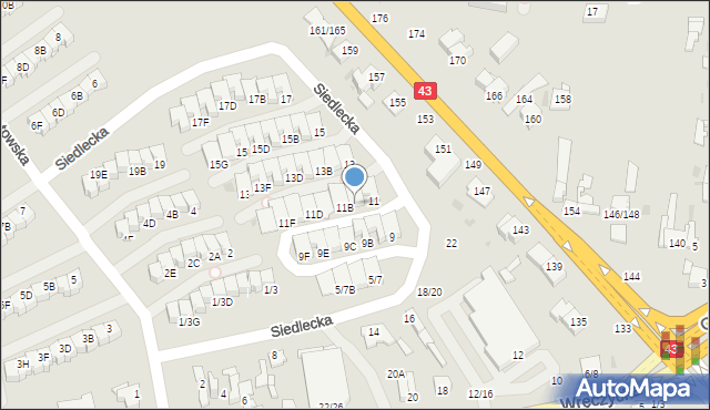 Częstochowa, Siedlecka, 11A, mapa Częstochowy