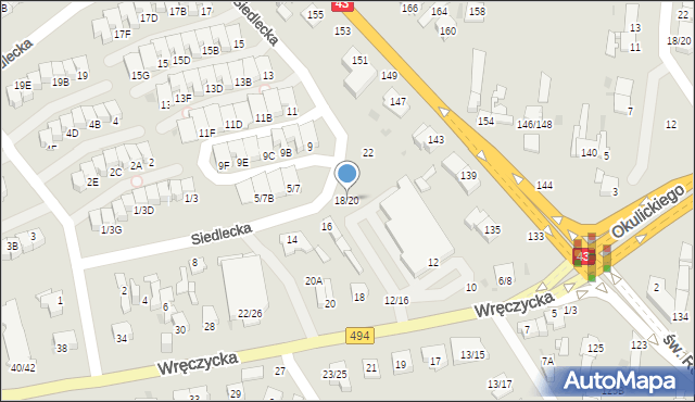 Częstochowa, Siedlecka, 18/20, mapa Częstochowy