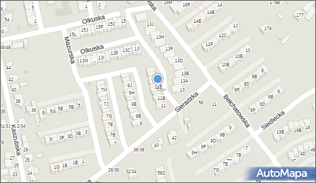 Częstochowa, Sieradzka, 11D, mapa Częstochowy