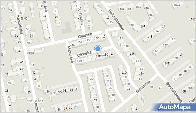 Częstochowa, Sieradzka, 13F, mapa Częstochowy